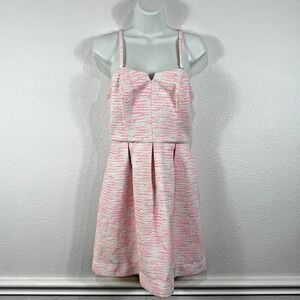 Moulinette Soeurs Mini Babydoll Dress‎ Women's 2 Pink Pockets Metallic Lined